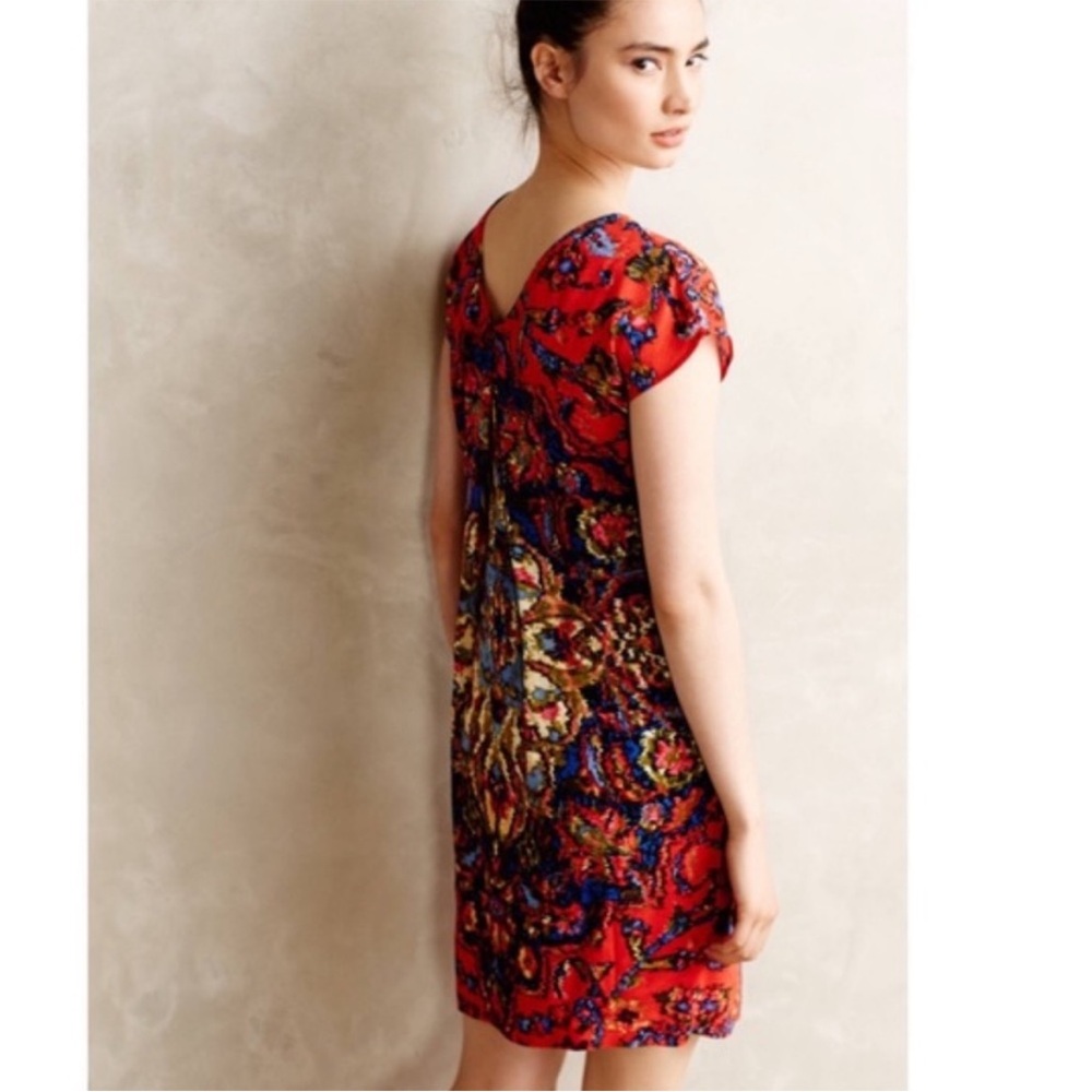 Anthropologie Maeve Women’s Red Medallion Mini Shift Dress